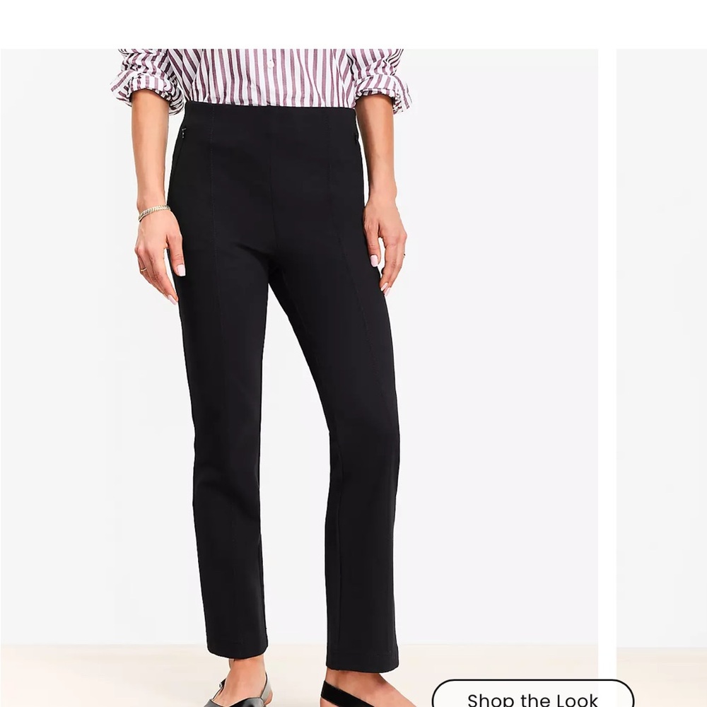 Loft Ponte Straight Pants Black Size Medium